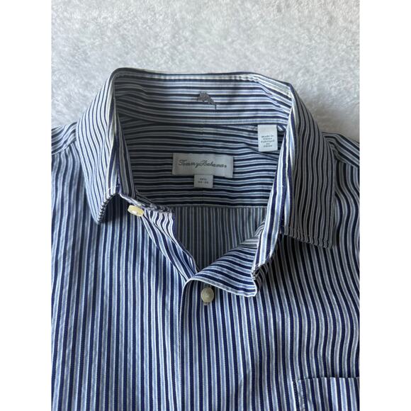 Tommy Bahama Men Size 15 1/2 34-35 Striped Button Down Cotton Shirt Nautical - Picture 4 of 9